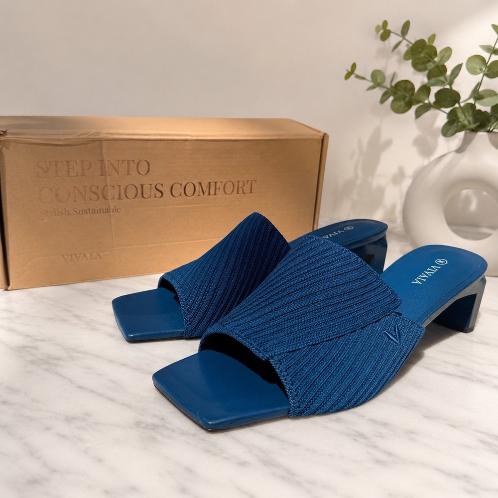 VIVAIA Denim Blue Knit Mule Heels | EU 40 / US 9 - Picture 3 of 8